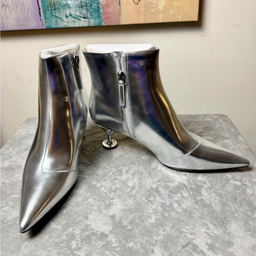 Brand New Kate Spade Silver Garnish Zip Up Ankle Boots Size 9 - Picture 13 of 16